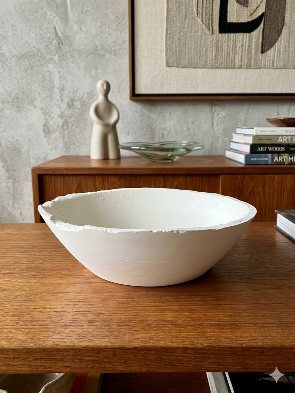 Handcrafted White Ceramic Bowl - Sculptural Home Accent